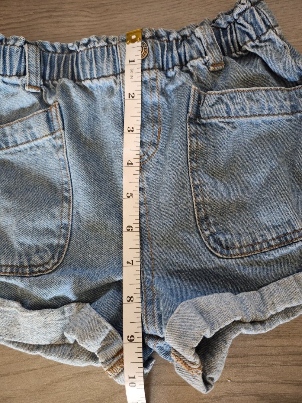 Girls Jean Shorts Size 6 Calvin Klein Elastic Waist Light Blue Denim Pockets - Picture 6 of 7